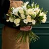 White Rose, Lisianthus & Orchid Bouquet
